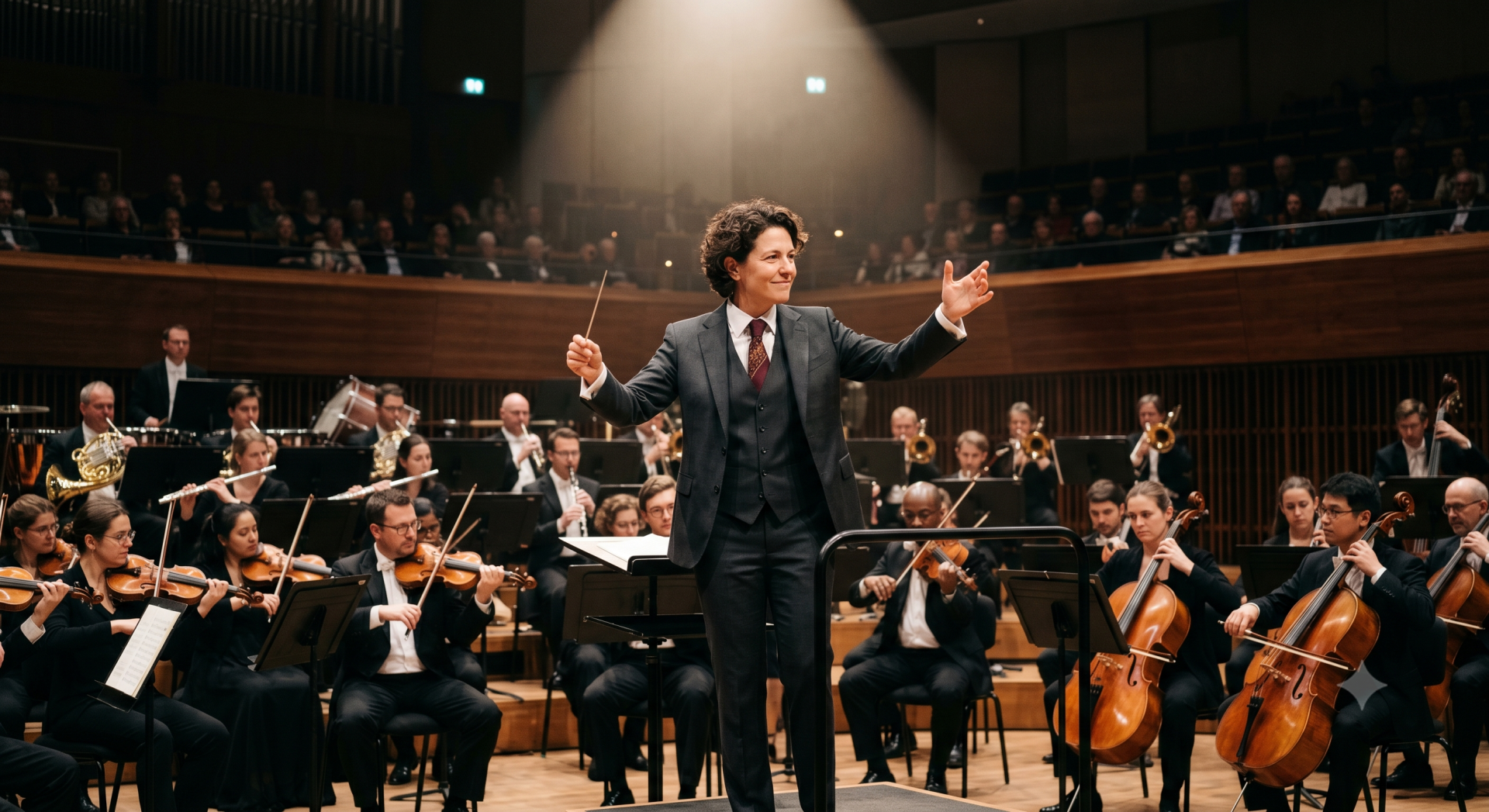 A professional conductor leading an orchestra, symbolizing how a Personal CFO orchestrates your fragmented financial life into a unified plan.
