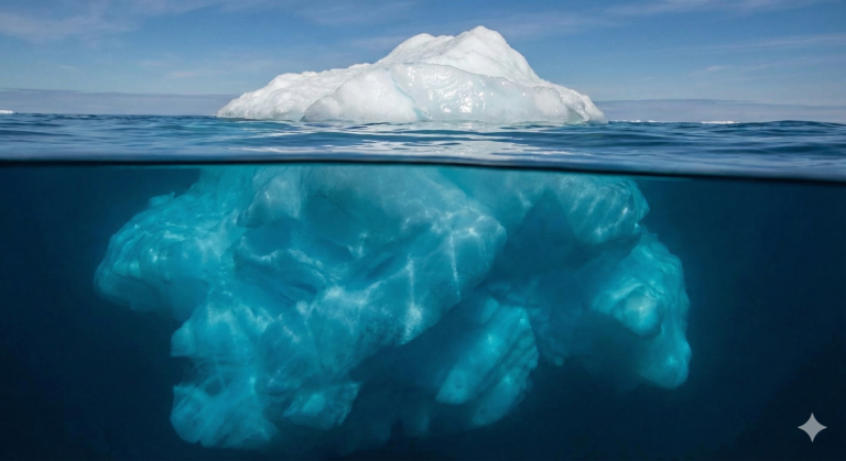 Iceberg diagram showing that a Financial Life Plan includes tax and estate planning beneath the surface.